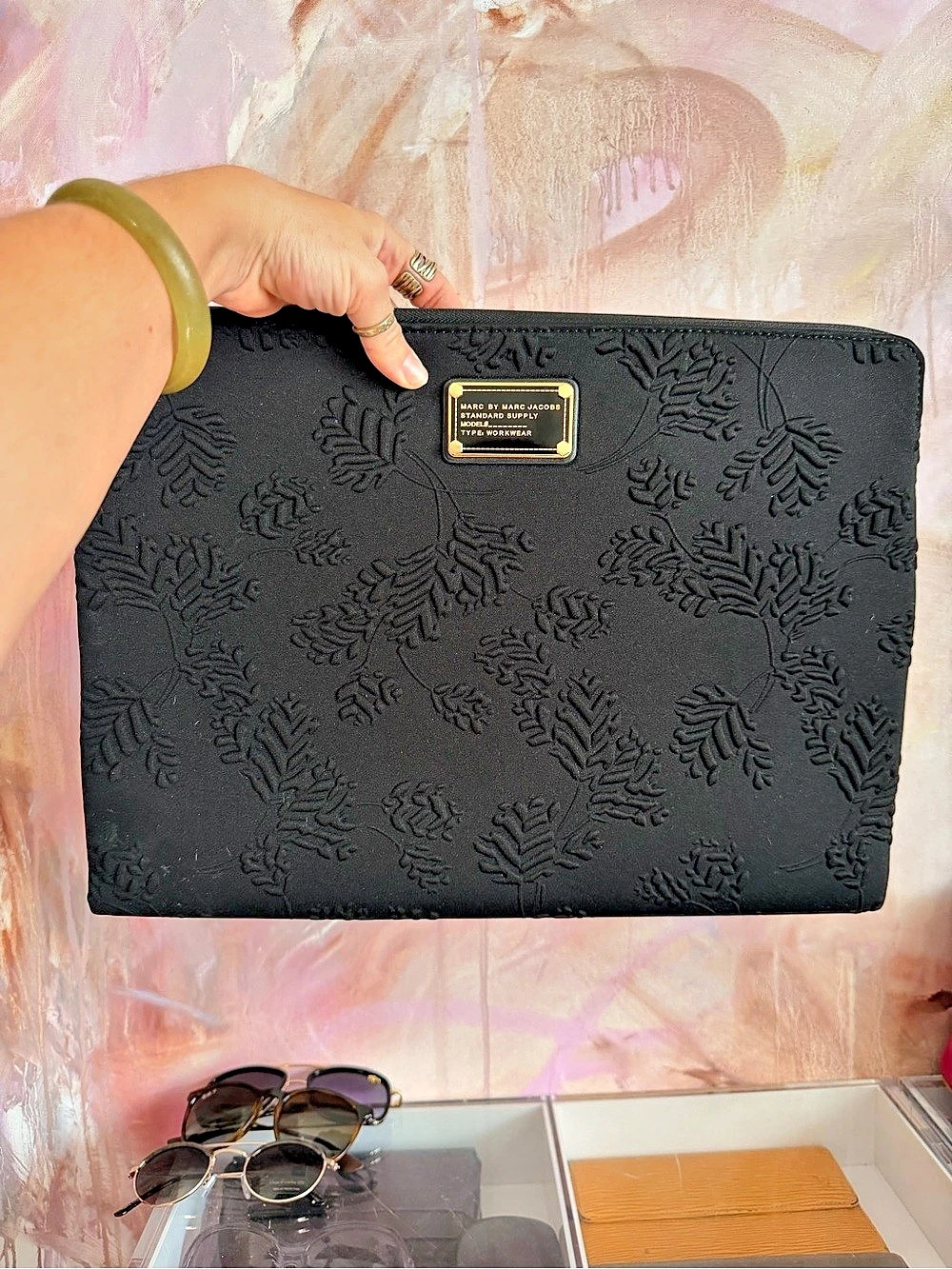 Marc by Marc Jacobs Standard Supply Model Workwear Embossed Black Clutch